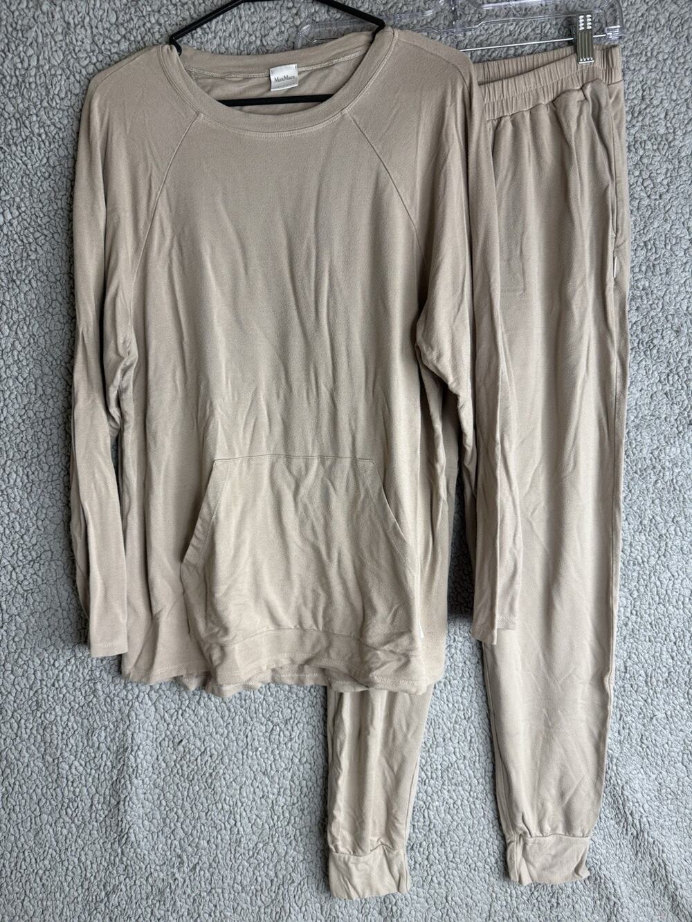 Max Mara Leisure Beige Lounge Set Sweatshirt & Joggers Two Piece Medium Cotton